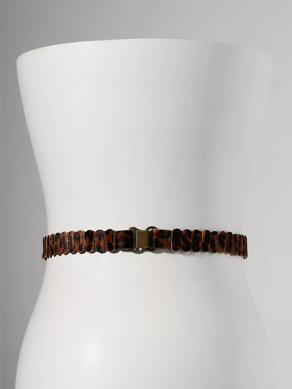 NWT Rachel Zoe Anthropologie Leopard Print Faux Calf Hair Stretch Belt L/XL - Picture 3 of 10